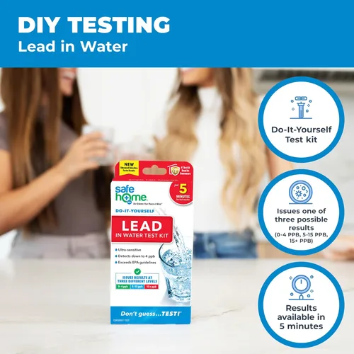 Miniatura 2 de Safe Home® Kit de prueba de plomo en agua potable para bricolaje, detección avanzada a 4 PPB, prueba de 5 minutos, 3 niveles de resultados