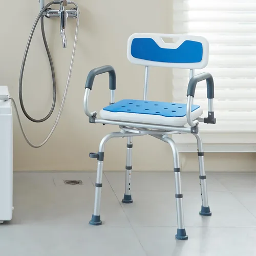 Miniatura 8 de VEVOR Silla de ducha giratoria de 360 grados, asiento de ducha ajustable con brazos giratorios para duchas o bañeras interiores, silla de ducha