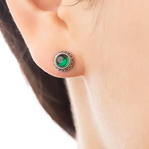 Miniatura 73 de Aretes de plata de ley con piedra natal de cristal real, joyería para mujer, moda occidental 925, envejecida, bohemia, hecha a mano, el mejor regalo