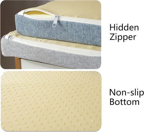 Miniatura 4 de Elegante cojín de banco de color sólido con lazos, cojín antideslizante para banco de interiores y exteriores, cojín de muebles de patio, cojín