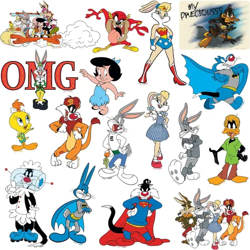 Miniatura 4 de WB 100 Looney Tunes Mashup 100 calcomanías de vinilo troqueladas paquete variado – Calcomanías de personajes de dibujos animados para laptop