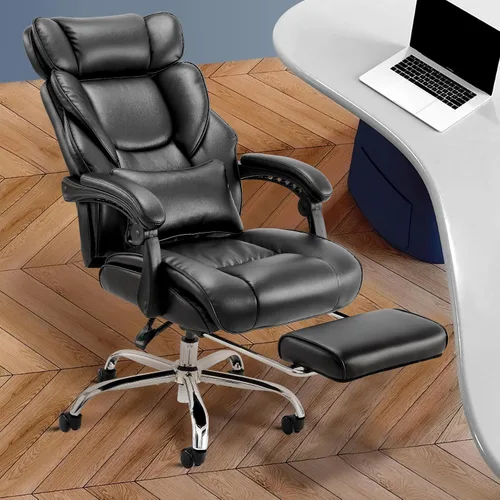 Miniatura 2 de COLAMY Silla de oficina con reposapiés retráctil, diseño ergonómico de respaldo alto, silla ejecutiva de escritorio para computadora con almohada