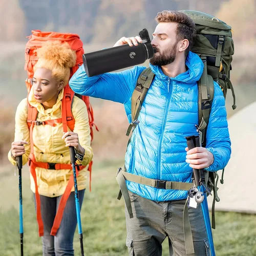Miniatura 7 de Botella de agua deportiva de 40 onzas, botella de agua aislada con asa, acero inoxidable, simple y moderna, adecuada para viajes, escuela, niño