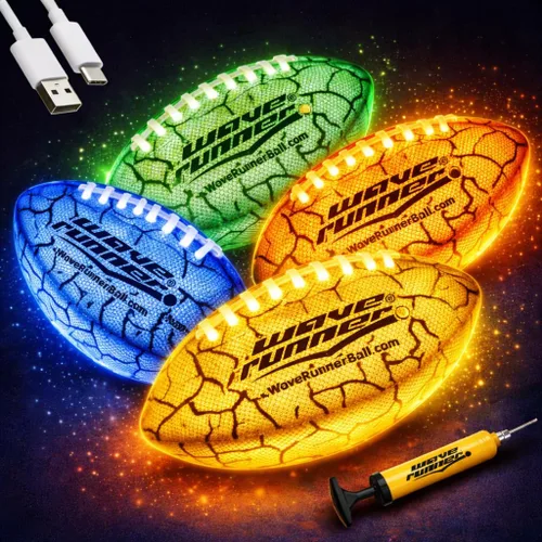 Wave Runner Balón de fútbol LED impermeable que brilla en la oscuridad para niños, adolescentes y adultos - Fútbol iluminado incluye bomba y