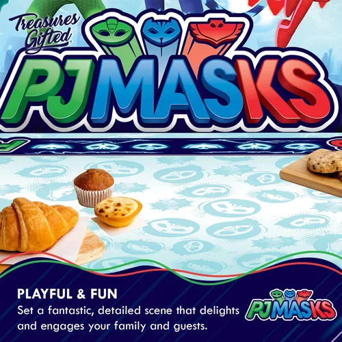 Miniatura 4 de Treasures Gifted Suministros para fiesta de cumpleaños con licencia oficial de PJ Masks, paquete de 1 mantel de 54 x 108 pulgadas, decoraciones