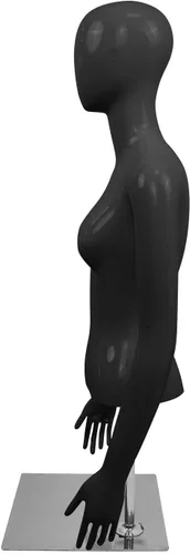 Miniatura 3 de 2 piezas de maniquí femenino negro Torso altura ajustable brazos desmontables vestido forma exhibición w/metal soporte