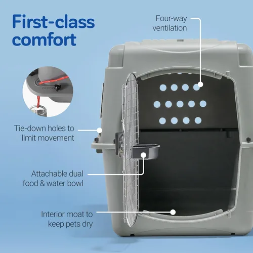 Miniatura 4 de Petmate Sky Kennel - Para aire y viajes, jaula para perros compatible con aerolíneas para mascotas de 50-70 lbs, perrera para perros resistente