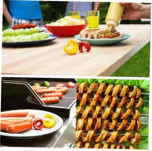 Miniatura 7 de 2 unids Manual Hot Dogs Salchicha Espiral Cortador Cortador Cocina Gadget Fruta Vegetal Herramientas