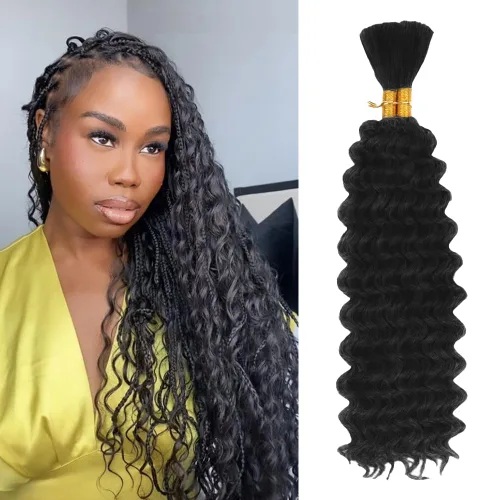 Miniatura 38 de Cabello bohemio para trenzar de 18 pulgadas, 2 paquetes de cabello ondulado profundo a granel para trenzas bohemias, sin trama, extensiones