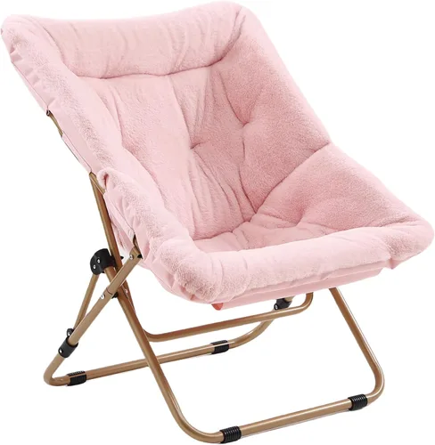 Miniatura 10 de Cómoda silla plegada, silla plegable de gran tamaño de piel sintética suave, silla flexible para adultos y niños, silla lunar con marco de metal