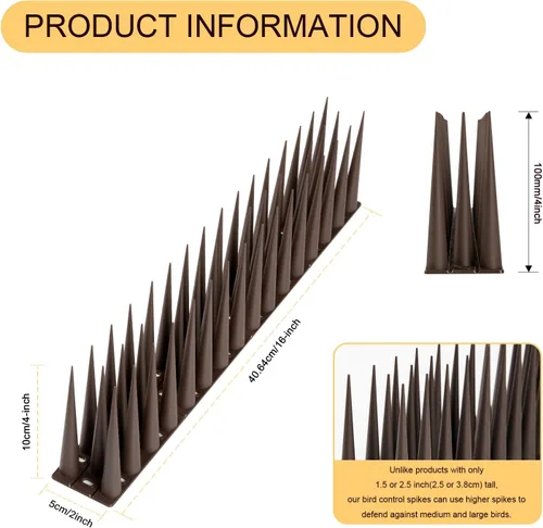Miniatura 4 de OFFO Bird Spikes - Picos de paloma para exteriores para gatos que mantienen a los pájaros, mapache, pájaro carpintero, 8 pies (8.0 ft), marrón