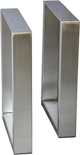 Juego de 2 patas rectangulares de acero inoxidable de 16 pulgadas, patas de mesa de centro de metal resistente, patas de mesa de café, patas de mesa