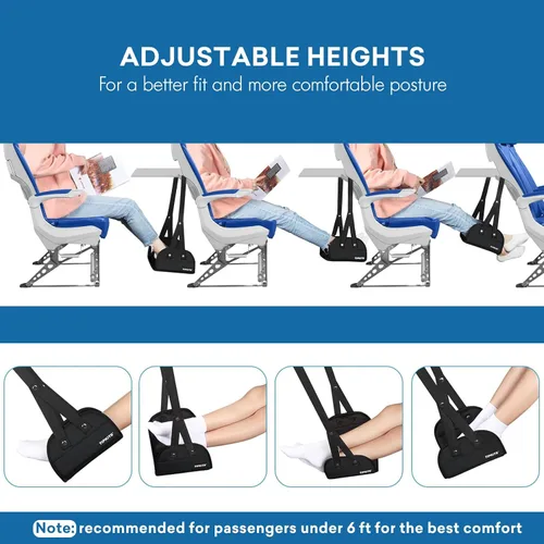 Miniatura 4 de 2 Pack Foot Hammock for Plane Travel with Comfortable No Clashing Base, Portable Foot Rest Made with Premium Memory Foam, Airplane Footrest Travel