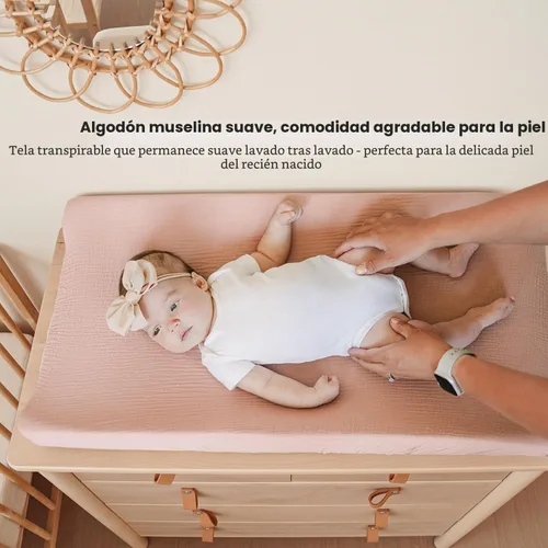 Miniatura 2 de Konssy Funda para Cambiador de Muselina para Bebés Niñas y Niños, 100% Algodón Fundas Ajustadas para Mesa de Cambio de Pañales, Sábanas de Cambiador