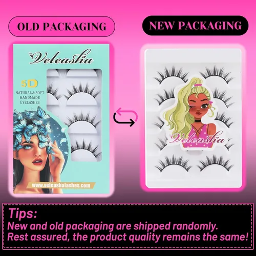 Miniatura 39 de Veleasha Pestañas postizas de manga puntiagudas, 100% hechas a mano, aspecto natural, pestañas postizas ligeras con banda transparente suave