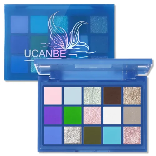 Miniatura 9 de UCANBE Paleta de sombra de ojos ahumada en negro, 15 colores de sombras de ojos oscuras brillantes mate metálicas, kit de sombras de ojos altamente