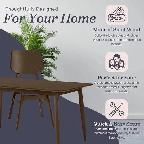 Miniatura 43 de Alaterre Furniture Calais Dining - Juego de 2 sillas de comedor moderno de mediados de siglo, juego de sillas de madera maciza con diseño
