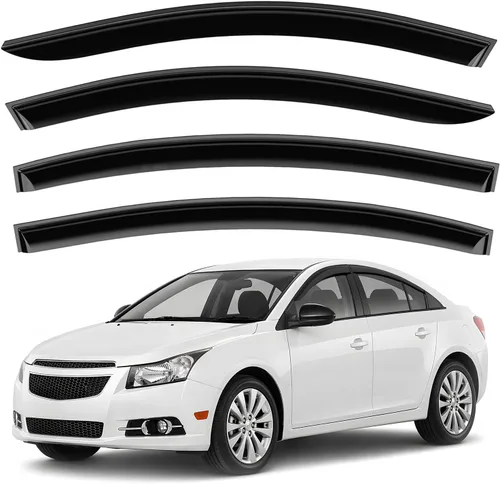 Miniatura 9 de Deflectores de ventana tintados ahumados con cinta adhesiva para ventana lateral, deflectores de lluvia compatibles con Ram 2009-2018 1500 Crew Cab