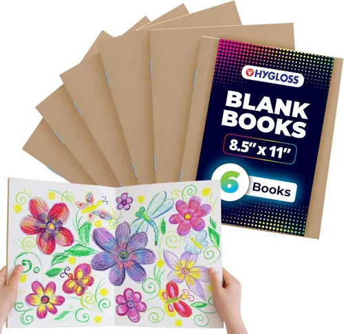 Miniatura 10 de Hygloss Libros en Blanco - Paquete de 10 unidades – 8.5" x 11" A4 Varios Colores – Libros en Blanco de Tapa Blanda para Niños para Escribir
