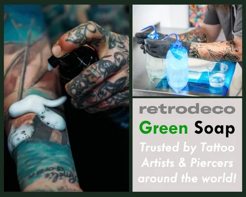 Miniatura 7 de Tintura ultra concentrada de 16.9 oz de jabón verde para tatuajes USP: hace 1.3 galones de jabón verde con botella exprimible XL de 16.9 oz