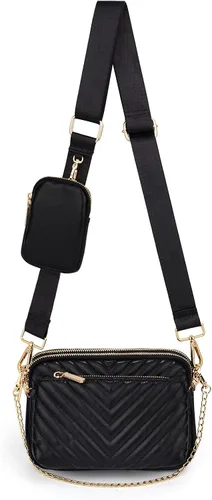 Miniatura 5 de UTO Pequeñas bolsas cruzadas para mujer, 3 en 1, diseño de moda, mini cangurera con correa