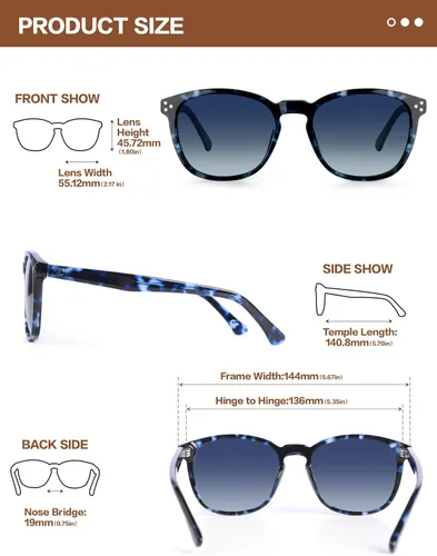 Miniatura 55 de Gafas de sol polarizadas para mujer con protección UV para mujer, a la moda, grandes sombras con marco de acetato BC2110