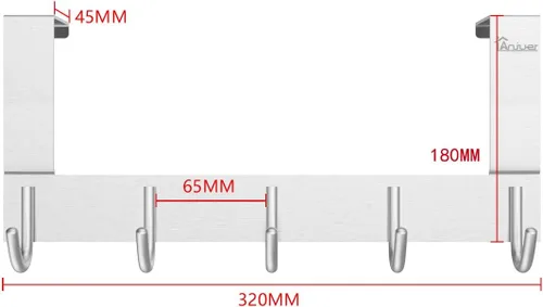 Miniatura 3 de Ganchos de puerta para colgar en la puerta, organizador de aluminio para toallas, soporte para baño Kithchen, 5 ganchos para colgar sobre la puerta