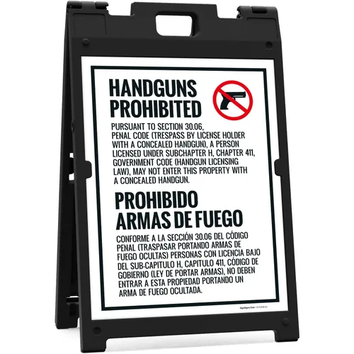Miniatura 9 de Concealed Carry Prohibited Texas Penal Code Section 3007 Bilingual Sidewalk Sign Kit, 18x24 Inches, Replacement Panels (2 Pack) 160 Mil Thick