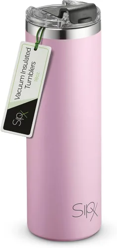 Miniatura 15 de SipX™ Vaso aislado delgado de 18 onzas con tapa y pajilla, acero inoxidable aislado al vacío, a prueba de fugas, apto para portavasos - Perfecto