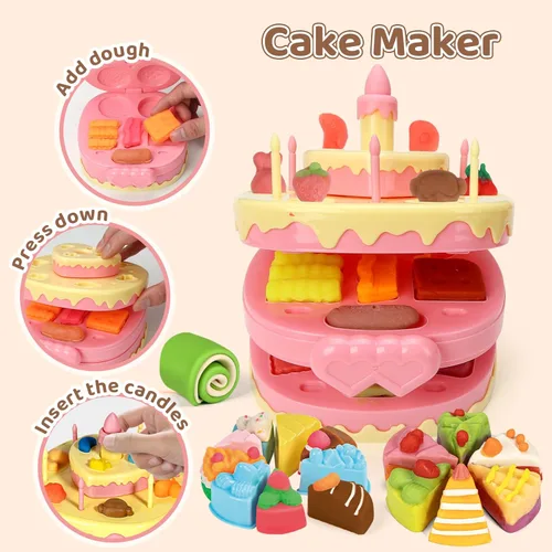 Miniatura 5 de Aprilwolf 70 PCS Juego de Masa 4 en 1 para Niños de 3-4-8 Años, Kit de Herramientas de Masa para Manualidades de Arte, Set de Juego de Helado Fideos