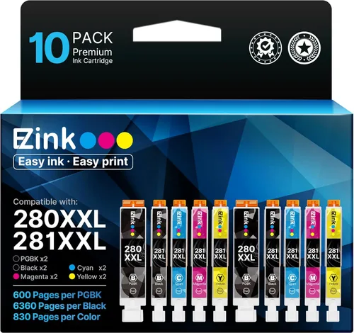 Paquete de 10 cartuchos de tinta 280 281 XXL de repuesto para cartuchos de tinta Canon 280 281 PGI280XXL CLI281XXL compatibles con PIXMA TR8620a