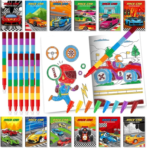 Miniatura 31 de BenLouis 24 mini libros para colorear del espacio exterior para niños con 24 crayones apilables, regalos de fiesta de astronautas, libros