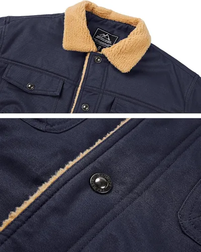 Miniatura 4 de MAGNIVIT Chaqueta tipo cargo de algodón para hombre, con forro polar, abrigo de trabajo con 5 bolsillos