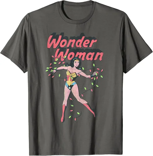 Miniatura 2 de DC Comics Wonder Woman Christmas Lights Wonder Stance Camiseta, gris, S