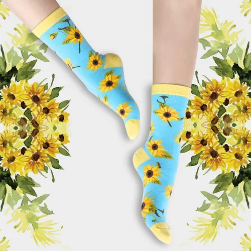 Miniatura 6 de Benefeet Sox Calcetines divertidos para mujer, calcetines de algodón casuales con estampado floral colorido de animales