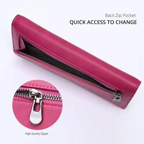 Miniatura 4 de Alldaily Ultra Delgado Fina Cartera para Mujer Bloqueo RFID Titular de Tarjetas de Crédito Bifold Largo Billfold Damas, Fucsia púrpura, Minimalista