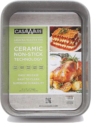 Miniatura 8 de casaWare Cacerola antiadherente para lasaña/asadora con revestimiento de cerámica, 13 x 10 x 3 pulgadas (granito oro rosa)