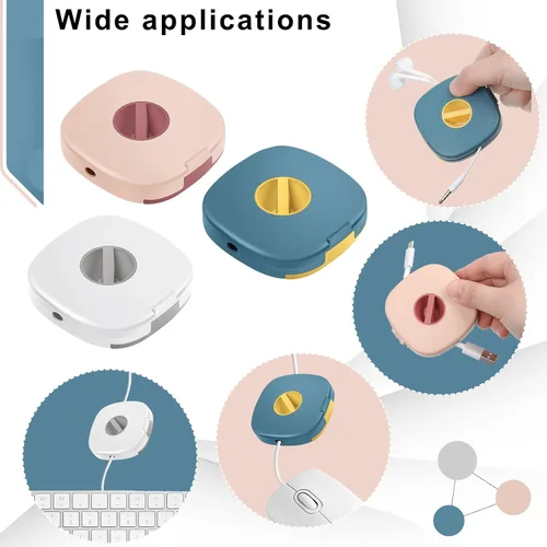 Miniatura 7 de Organizador de cables retráctiles, 9 piezas, organizador de cables retráctiles, soporte para teléfono, carretes de cable retráctiles, funda pequeña