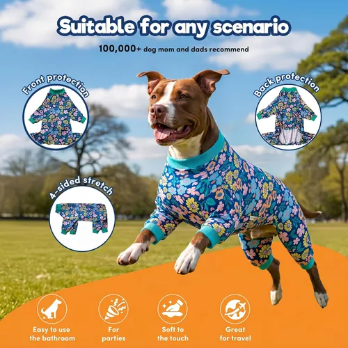 Miniatura 3 de LovinPet Onsie para Perro Después de Cirugía Perros Grandes, Ropa para Perros Grandes, Mameluco Postcirugía, Pijama de Tela Ligera Pitbull Perro
