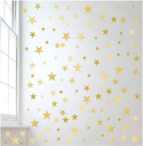 Miniatura 2 de Calcomanías de vinilo con diseño de estrellas para guardería, dormitorio, habitación de niños o niñas, sala de juegos, aula, sala de estar, dorado