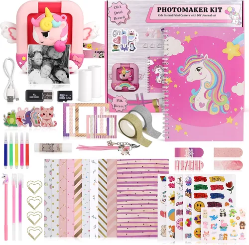 Miniatura 9 de Kit Photomaker - Cámara de impresión instantánea para niños más kit de diario DIY para niñas - 150 piezas diario y cámara para preadolescentes