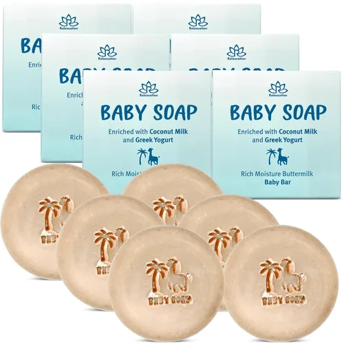 Miniatura 9 de Relaxcation Barra de jabón orgánica para bebés con yogur griego y leche de coco, procesada naturalmente en frío a partir de ingredientes orgánicos