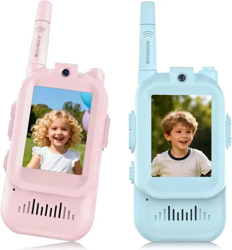Miniatura 18 de Walkie Talkies de video con pantalla en tiempo real y cambiador de voz, radios recargables de largo alcance para niños de 3 a 12 años, regalos