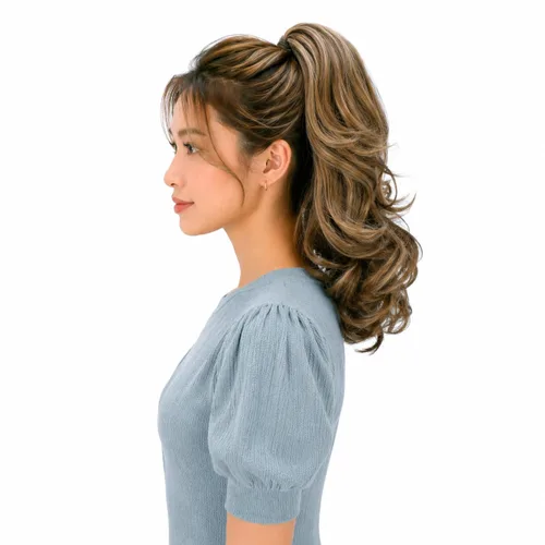 Miniatura 34 de PRETTYSHOP - Extensión de cabello rizado voluminoso, cola de caballo de 14 pulgadas con clip, resistente al calor