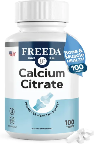 Freeda Citrato de calcio – Suplemento vegano Kosher para fortalecer los huesos – Apoya la densidad ósea y la función muscular – Calcio 1000 mg por