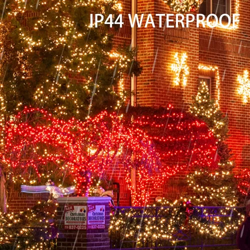 Miniatura 5 de Dazzle Bright Paquete de 2 tiras solares de Navidad rojas de 400 LED de 132 pies para exteriores, funciona con energía solar con 8 modos de luces