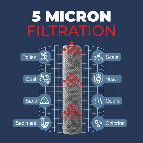 Miniatura 7 de Fabricado en Estados Unidos, 5 micrones, 2.5 x 10 pulgadas, cartucho de filtro de agua para sedimentos de carbono CTO para toda la casa compatible