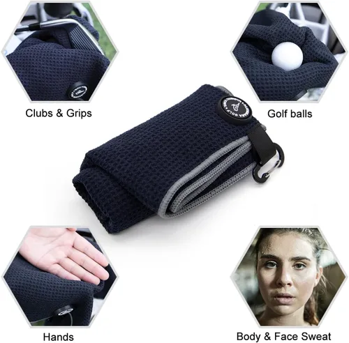 Miniatura 7 de Toalla de golf magnética, diseño de gofre de microfibra con clip, imán de fuerza industrial para un fuerte agarre a bolsas de golf, carritos y palos