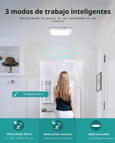 Miniatura 5 de wowatt: lámpara de techo recargable operada por batería, luz de sensor de movimiento para interiores, lámpara de ducha inalámbrica con mando a