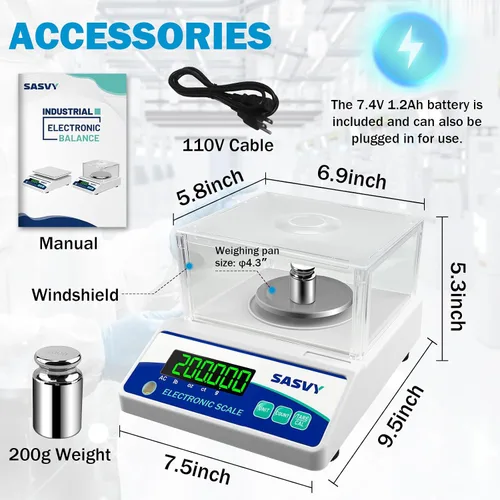 Miniatura 6 de Báscula de laboratorio 17.64 oz x 0.00 oz Escala científica g/oz/ct/lb Balanza analítica electrónica digital de alta precisión para joyería, cocina